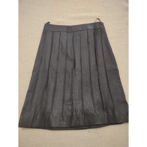 Metrostyle Black Pleated‎ Leather A-line Skirt 4 Grunge Punk Hipster Twee Goth